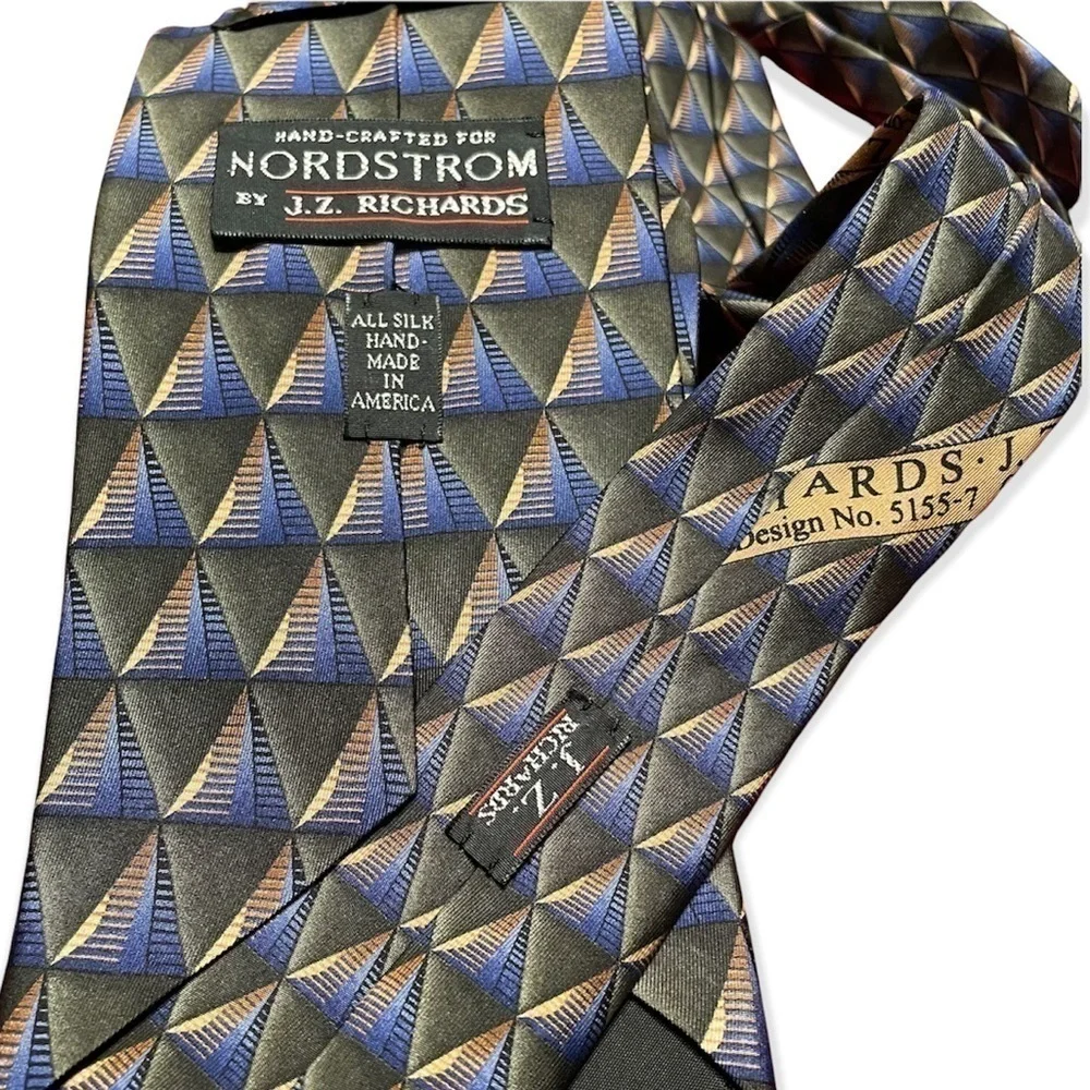 J.Z. Richards Silk Tie Handmade USA Wide 4” Classic Designer Necktie